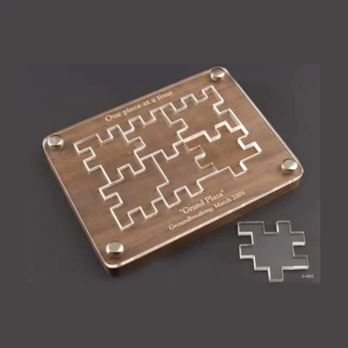 Acrylic 6 Piece Puzzle Award w/ Wood Base