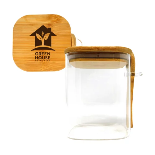 Récipient de rangement en verre Chun & bambou