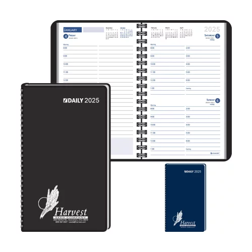 Agenda de bureau à pages journalières reliées à la couverture : 2025