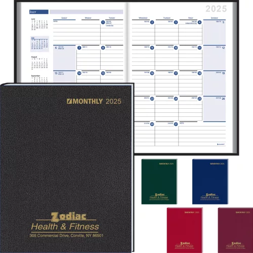 Agenda de bureau à couverture reliée format mensuel : 2025