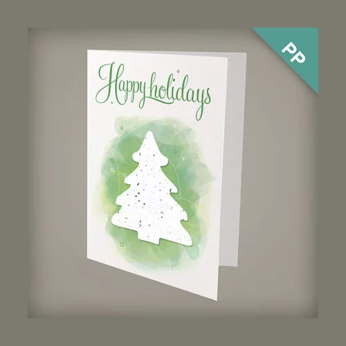 A6 - Eco Christmas Cards with Seed Paper Shapes - Evergreen Tree Green