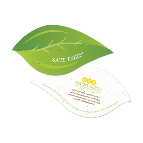 Forme plantable en feuille pour sauver les arbres, recto-verso
