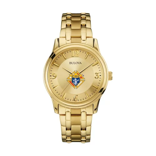 Montre en acier inoxydable doré de la collection Corporate de Bulova® pour hommes avec cadran champagne à motif rond.