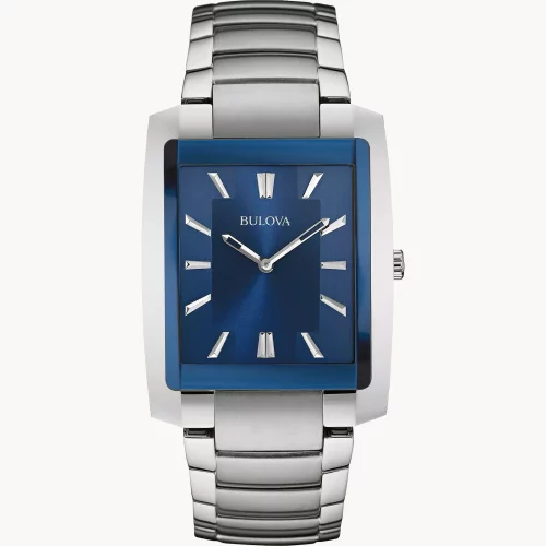 Montre pour homme de la collection classique Bulova® avec cadran rectangulaire bleu