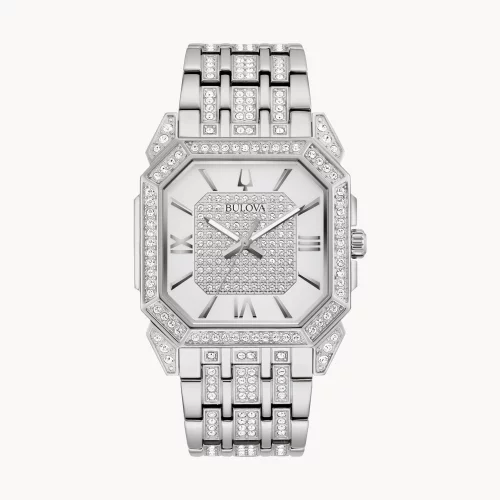 Montre Bulova® Crystal Collection Octava pour homme en argent avec cadran de forme angulaire