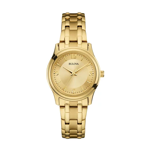 Montre pour femme de la collection Corporate en acier inoxydable doré avec cadran champagne à motif rond.