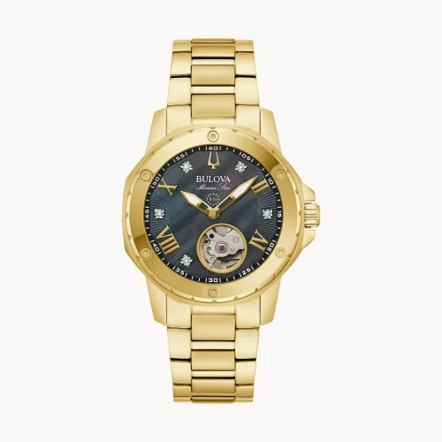 Montre automatique Bulova® Marine Star® Collection pour femmes en or avec cadran en nacre.