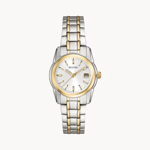 Montre pour femme de la collection classique Bulova® en deux tons avec cadran rond argenté