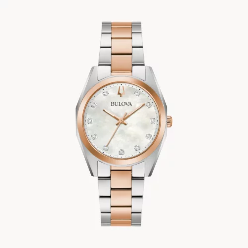 Montre Bulova® Classic Collection pour femmes, modèle Surveyor bicolore avec cadran en nacre.