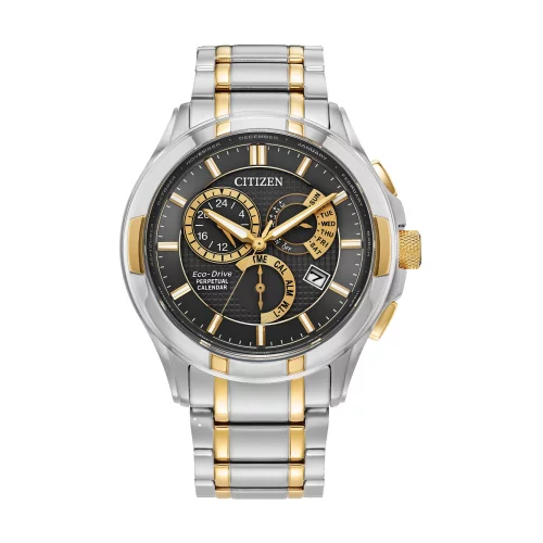 Montre Citizen® Calibre 8700 pour hommes en deux tons avec cadran noir rond