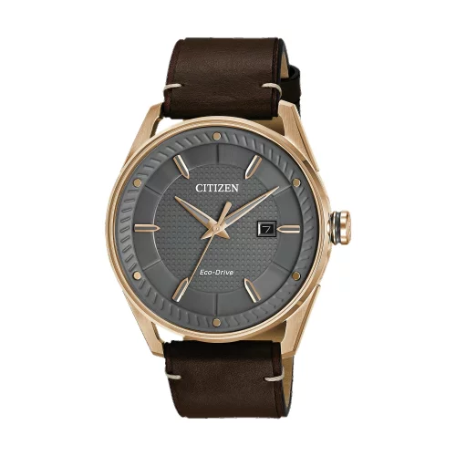 Montre Citizen® Drive Style Weekender pour homme en or rose avec bracelet en cuir