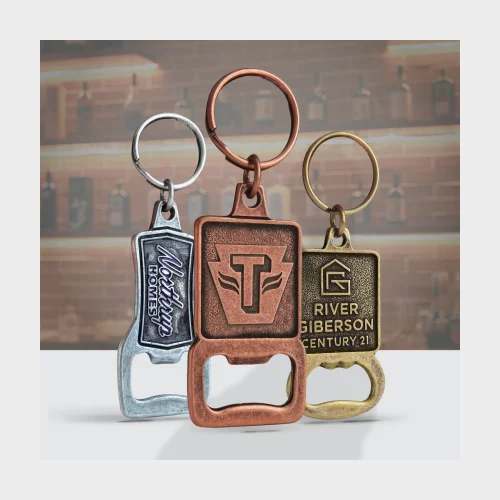 Porte-clés ouvre-bouteille en métal de forme personnalisée