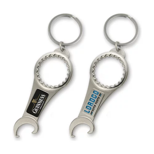 Porte-clés ouvre-bouteille en forme de stock 2-en-1