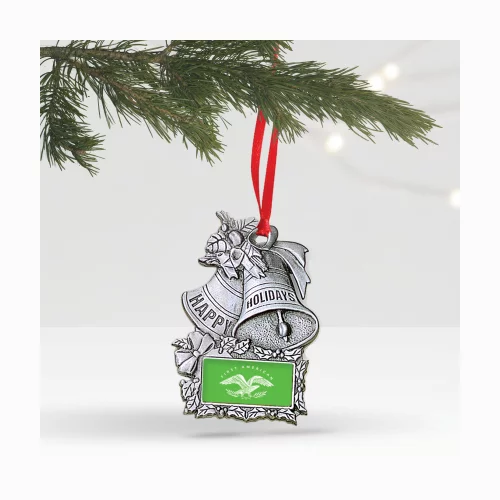 Stock Ornament (2.5 x 1.75 in Happy Holidays Bells)