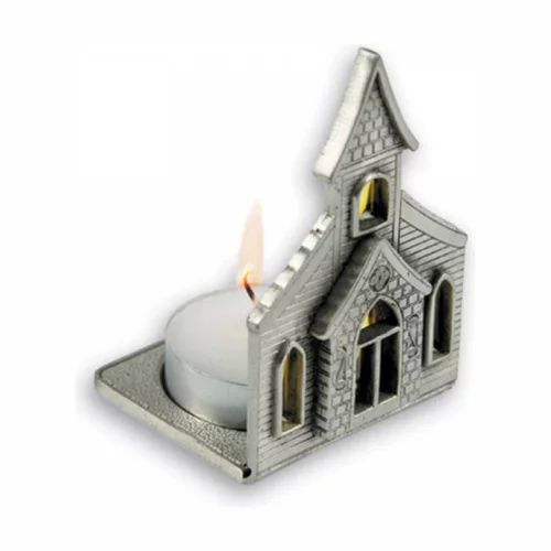 Figurine d'église en métal 3D avec chandelier