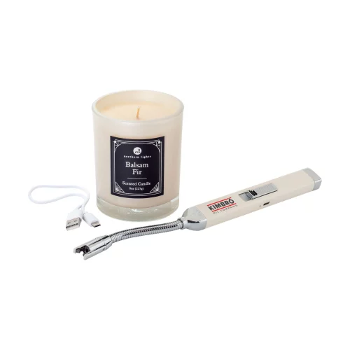 Ensemble cadeau Zippo® Champagne avec allume-bougie rechargeable et bougie de sapin baumier de 8 oz