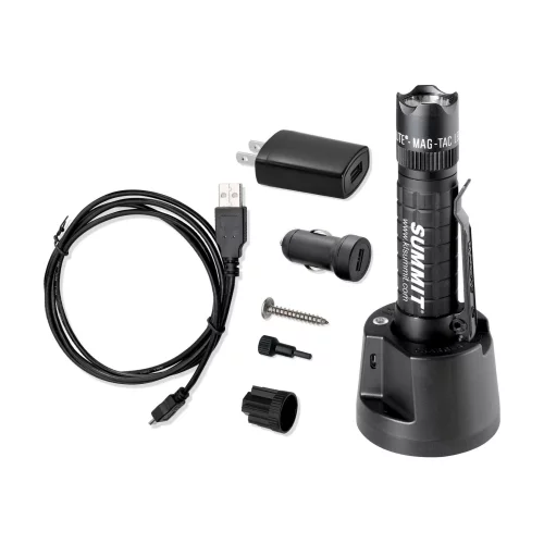 Système de lampe de poche rechargeable Maglite Magtac LED avec lunette couronnée