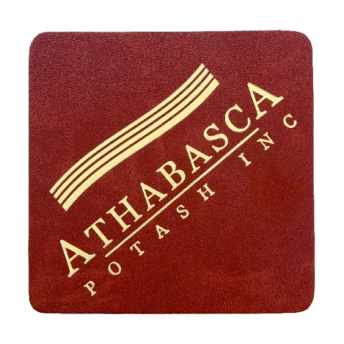 Sous-verre carré unique en cuir reconstitué brun - dos en feutre