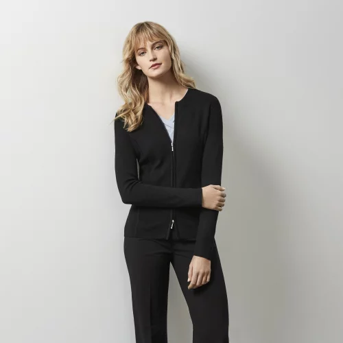 Cardigan à fermeture éclair bidirectionnelle pour femme, toutes saisons
