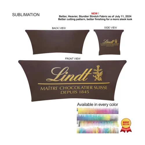 Sublimated Stretch Curved Fit Table Throw for 6ft table, 4 sided, Closed Back