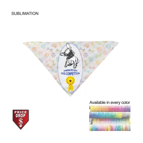 Large Dog Bandana, 32x22x22, Stitched Edges, Sublimated Edge to Edge (Decorated in Canada)