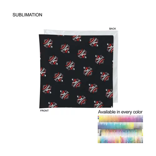 Colored Sublimated Bandana, 22x22, Sublimated Edge to Edge 1 side