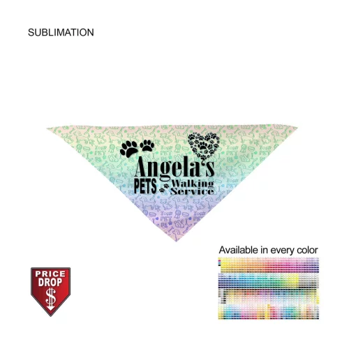 Medium Dog Bandana, 19x19x27, Stitched Edges, Sublimated Edge to Edge (Decorated in Canada)