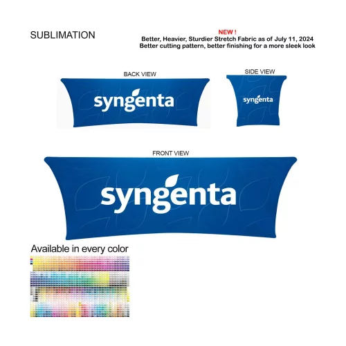 Sublimated Stretch Curved Fit Table Throw for 8ft table, 4 sided, Closed back