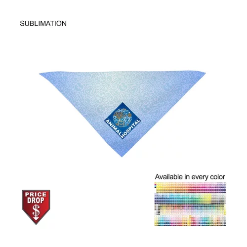 Small Dog Bandana, 14x14x20, Stitched Edges, Sublimated Edge to Edge (Decorated in Canada)