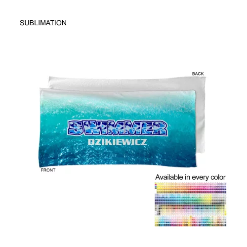 Serviette de bain en microfibre Dri-Lite Terry, 22x44, sublimée sur un côté de bord à bord.