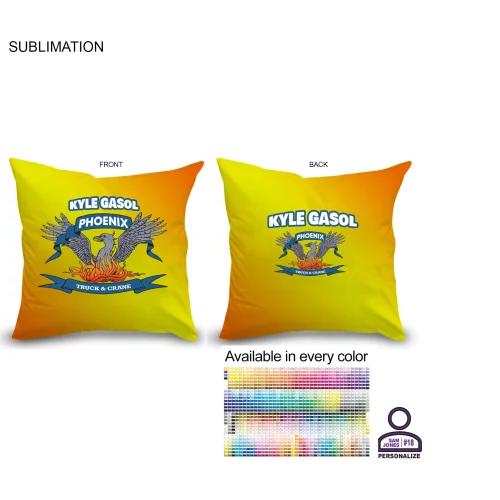 Personalized Sublimated Large Throw Cushion, 16x16, Invisible Zipper Closure, Removable insert