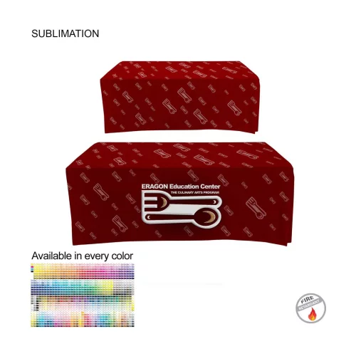Sublimated Box Style Fitted Tablecloth for 6' Table, 4 sided, Closed Back