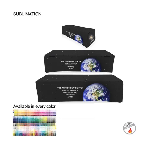 Sublimated Convertible Table Cloth, Converts from 8' to 6', Drape style, 4 sided, Closed back