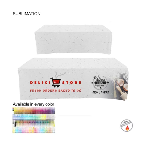 Sublimated Box Style Fitted Tablecloth for 8' Table, 4 sided, Closed back