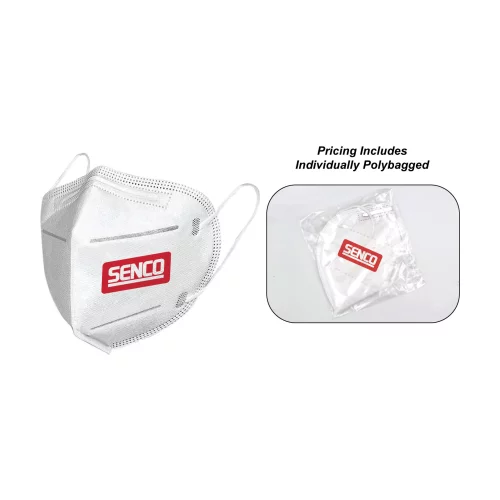 Masques faciaux KN95 à 5 plis emballés individuellement, sur la liste de la FDA EUA, logo en transfert couleur pleine sur le côté gauche.