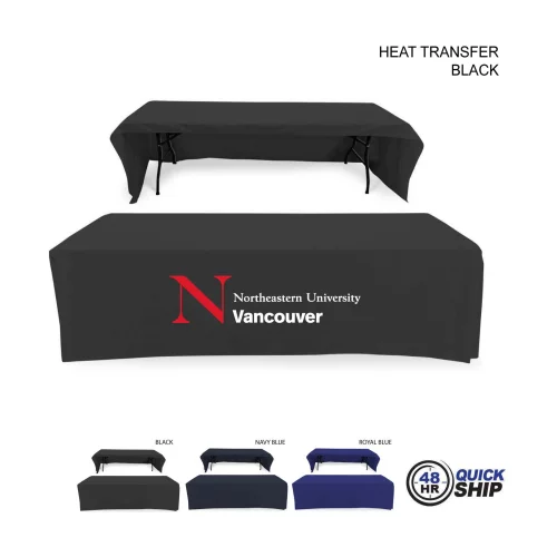 48 Hr Quick Ship - Polycotton Twill Table Throw for 8' Table, Drape style, 3 sided, Open Back