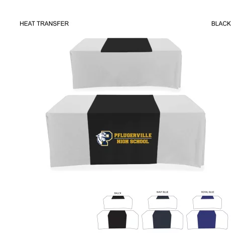 Polycotton Twill Table Runner, 30x60, Covers Front and Top of the table, Heat Transfer logo