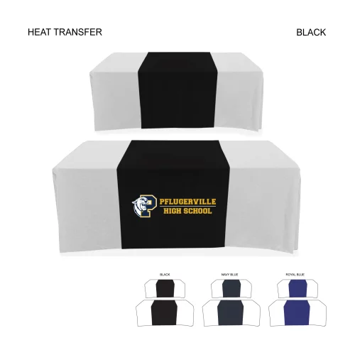 Polycotton Twill Table Runner, 30x90, Covers Front, Top and Back, Heat Transfer logo