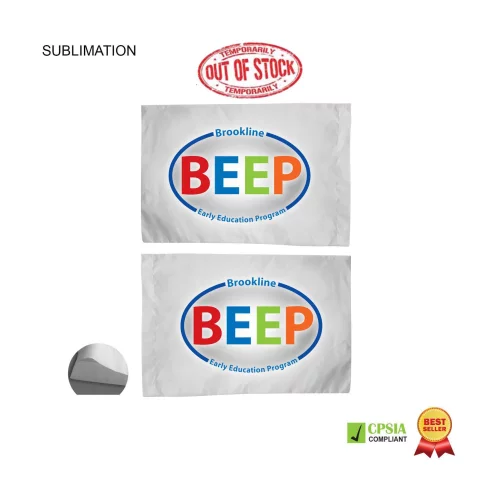 Poplin White Pillowcase, 33x21, 2" End Hem, Fits standard size pillow, Sublimated 2 sides