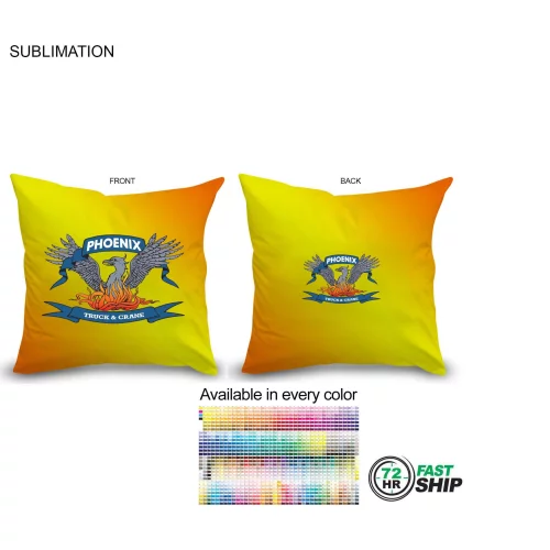 72 Hr Fast Ship - Sublimated Large Throw Cushion, 16x16, Invisible Zipper Closure, Removable insert