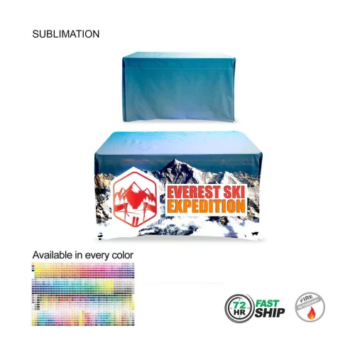 72 Hr Fast Ship - Sublimated Table Cloth for 4' table, Drape style, 4 sided, Closed Back