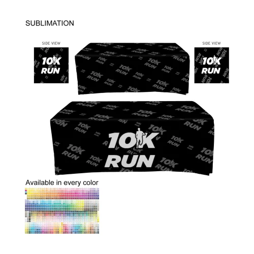 Outdoor Use Sublimated Box style Fitted tablecloth for a 6' Table, Closed back