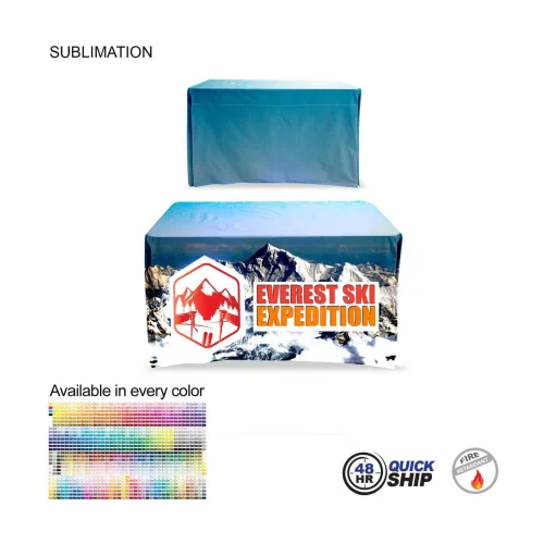 48 Hr Quick Ship - Sublimated Table Cloth for 4' table, Drape style, 4 sided, Closed Back