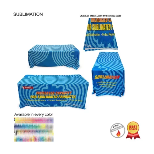 6' LazerCut 4-Sided Sublimated Tablecloth, Drape Style, Closed Back