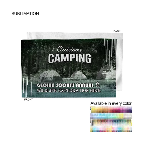 Serviette de sport en microfibre Dri-lite Terry, pour les mains et la salle de sport, 15x25, bord sublimé sur un côté.
