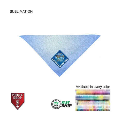 72 Hr Fast Ship - Small Dog Bandana, 14x14x20, Stitched Edges, Sublimated Edge to Edge