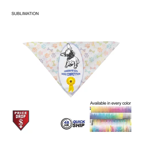 48 Hr Quick Ship -Large Dog Bandana, 32x22x22, Stitched Edges, Sublimated Edge to Edge