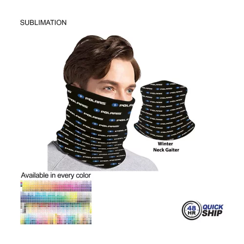 48 Hr Quick Ship - Sublimated Multifunction Tubular 2-ply WINTER Neck Gaiter (Polyester Microfleece)