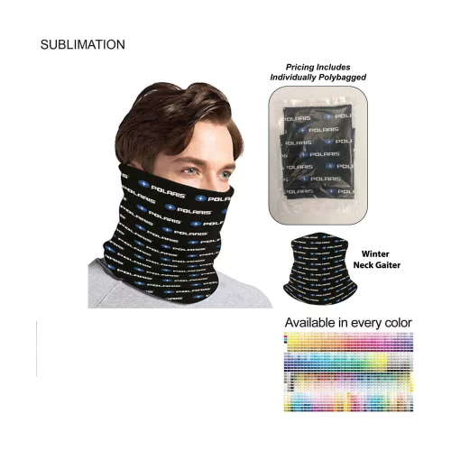 Individually Polybagged Sublimated Multifunction Tubular 2-Ply Winter Neck Gaiter