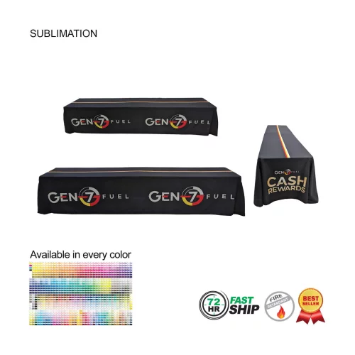72 Hr Fast Ship - Sublimated Table Cloth for 12' table (or 2 x 6' tables combined), Closed back